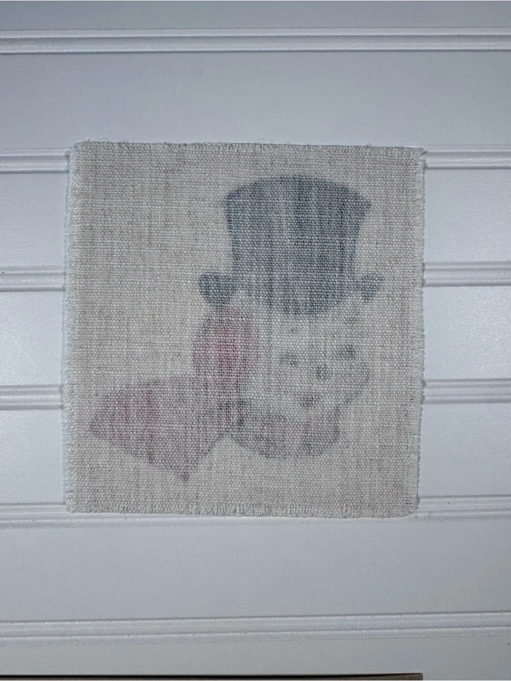 Vintage Snowman Fabric Patch with Top Hat and Red Scarf